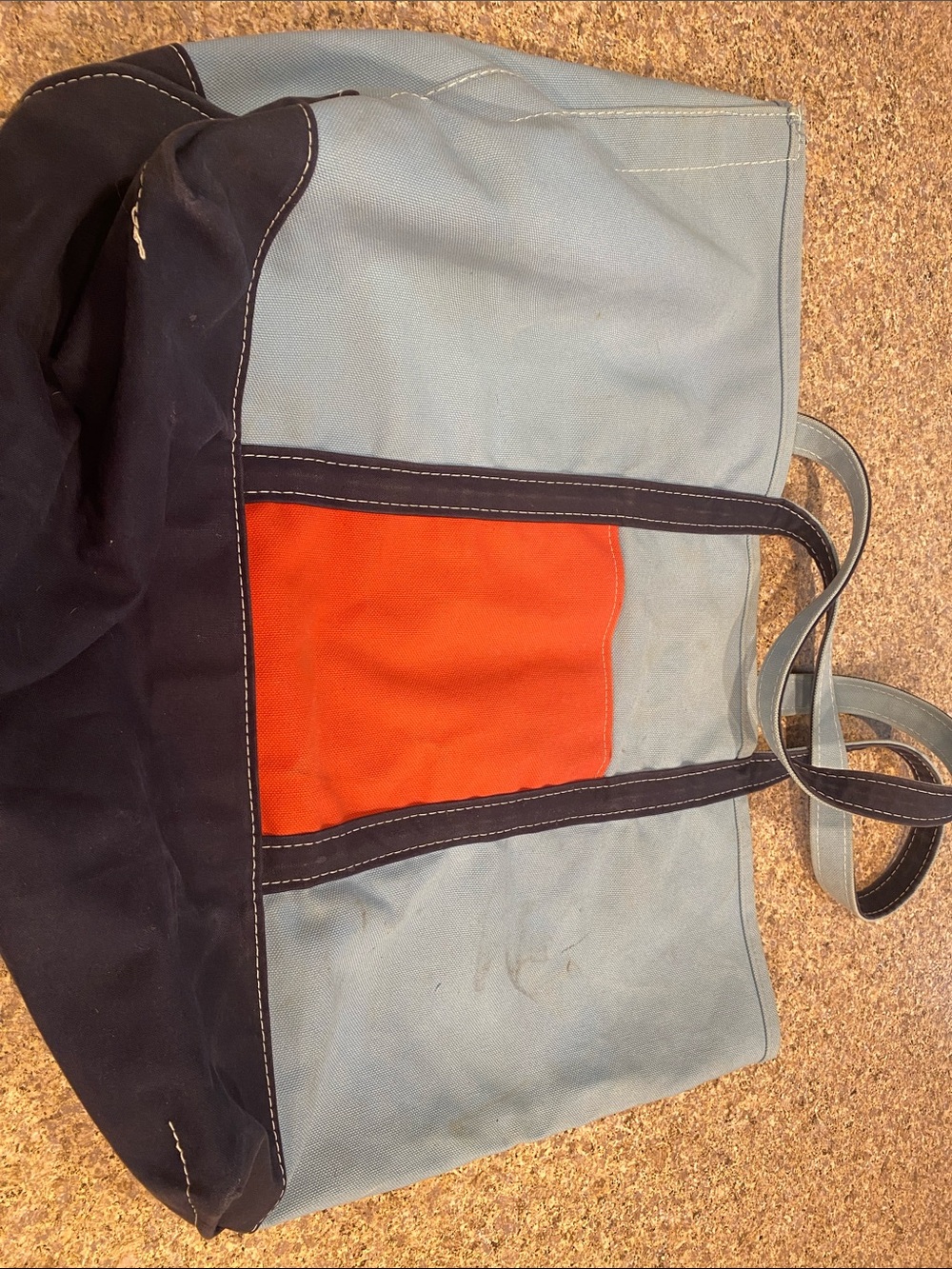 L.L.Bean BOAT AND TOTE Extra Large 0AVH3 Dark Blue Light Blue Red Pocket - Picture 10 of 17